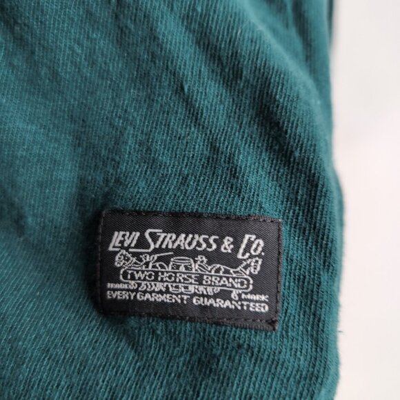 Levi's Vintage Long Sleeve Polo Relaxed Off-White/Dark Green, Size L - Picture 4 of 7